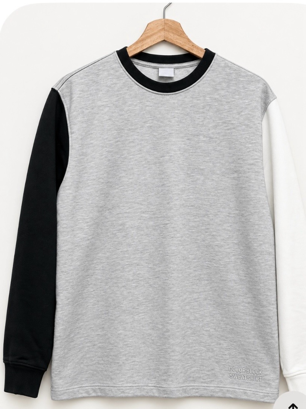 Zara Grey Black and White Colorblock Crewneck Sweatshirt